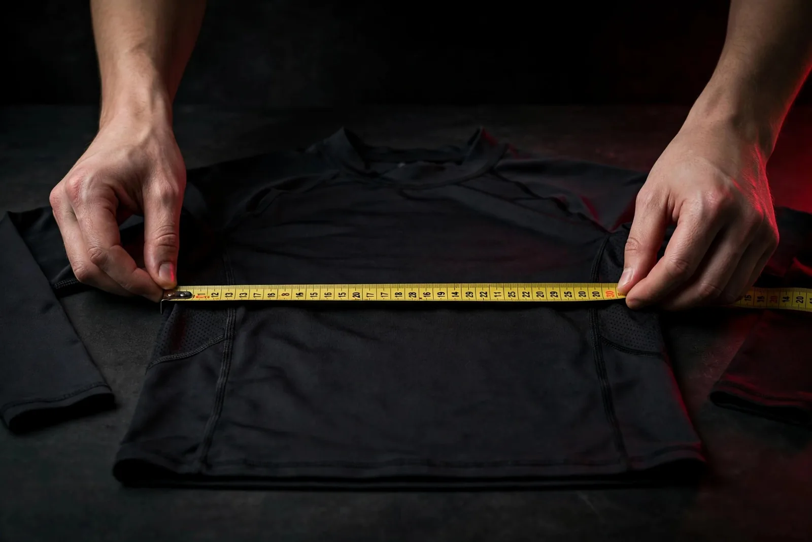 Inspector measuring a garment during quality control