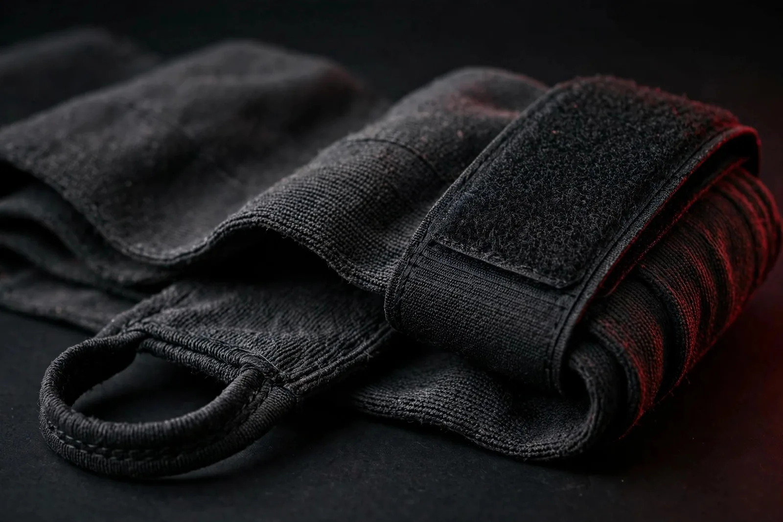 Elastic hand wrap fabric, thumb loop and wrist closure